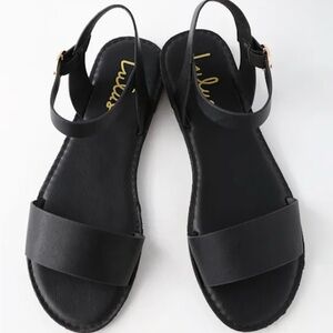 Lulus Black Ankle Strap Flat Sandals